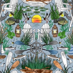 Canoe Kayak Fabric, Wallpaper and Home Decor