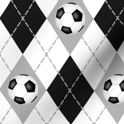 black gray white soccer sports argyle pattern