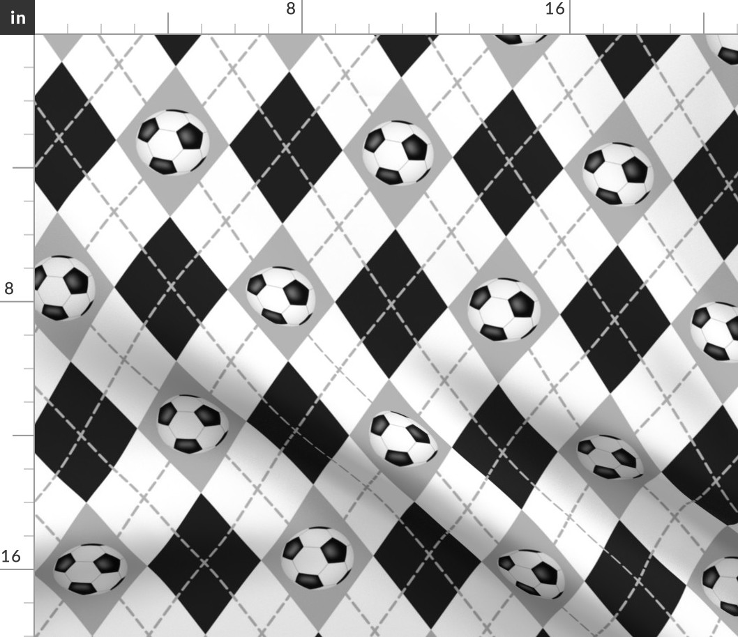 black gray white soccer sports argyle pattern