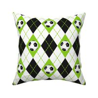 soccer themed lime black white argyle pattern