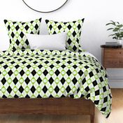 lime black white argyle plaid with basketballs 