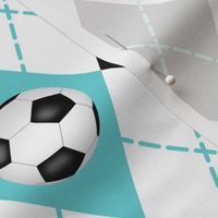 soccer themed turquoise black white argyle pattern