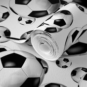 Endless soccer balls pattern on white - large