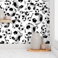 Endless soccer balls pattern on white - large