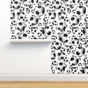 Endless soccer balls pattern on white - large