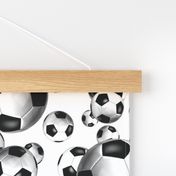 Endless soccer balls pattern on white - large