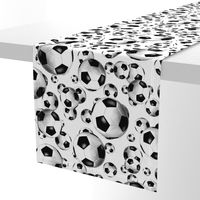 Endless soccer balls pattern on white - large