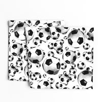 Endless soccer balls pattern on white - large