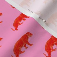 Smaller Scale - Vintage Cheetahs in Coral + Pink