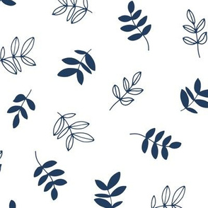 Sweet boho petals and autumn leaves garden Scandinavian minimal neutral nursery navy blue white
