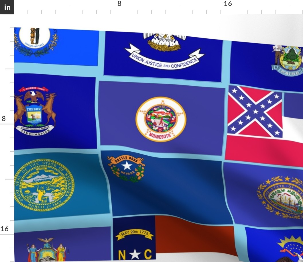 centered United States state flags