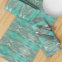 Tapestry Texture of Wood with Knots and Burls - Turquoise - Ecru - Crosswise