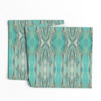 Tapestry Texture of Wood with Knots and Burls - Turquoise - Ecru - Crosswise