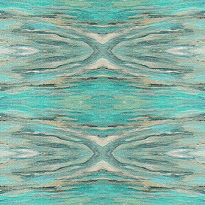 Tapestry Texture of Wood with Knots and Burls - Turquoise - Ecru - Crosswise