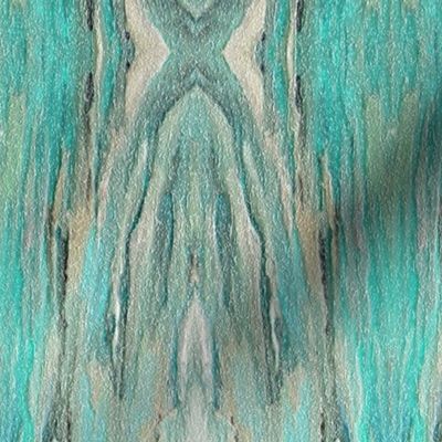 Tapestry Texture of Wood with Knots and Burls - Turquoise - Ecru - Lengthwise
