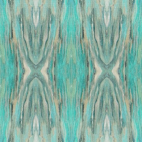 Tapestry Texture of Wood with Knots and Burls - Turquoise - Ecru - Lengthwise