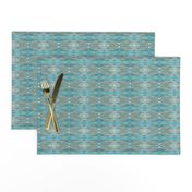 Tapestry Texture of Wood with Knots and Burls - Aqua Blue - Grey - Crosswise