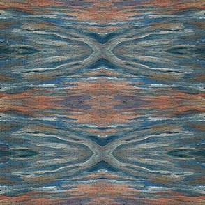 Tapestry Texture of Wood with Oval Knots and Burls - Teal - Tan - Crosswise