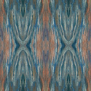 Tapestry of Wooden Texture with Knots and Burls - Teal -  Tan - Lengthwise