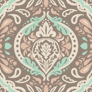 Beatrice Damask - Earth Tone Large Scale