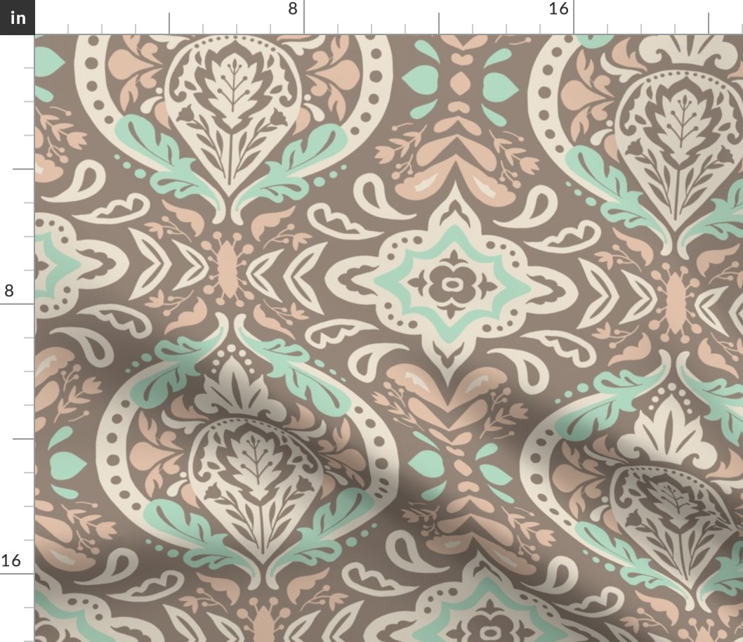 Beatrice Damask - Earth Tone Large Scale
