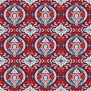 Beatrice Damask - Maroon Small Scale