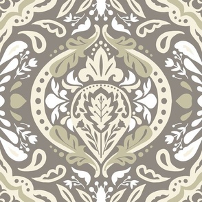 Beatrice Damask - Moss Large Scale