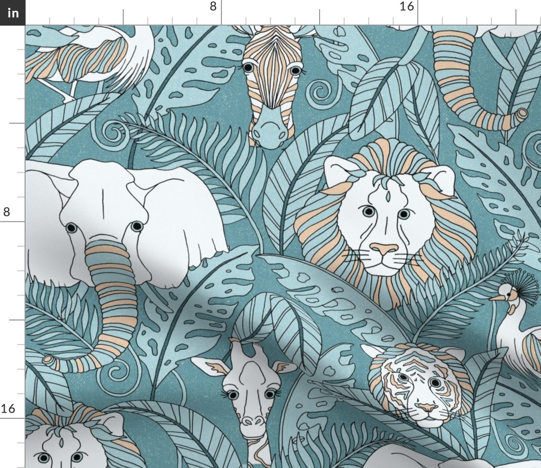 Safari Animals Jumbo - antique teal/peach