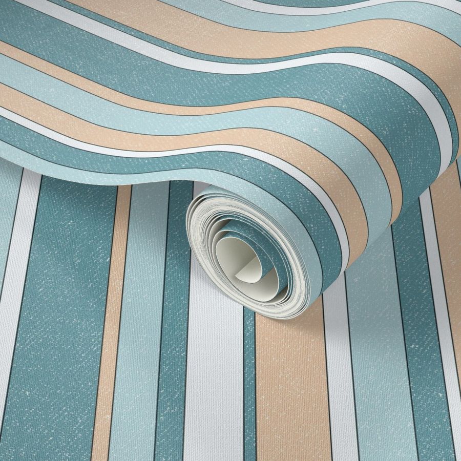 Safari Stripe - antique teal/peach