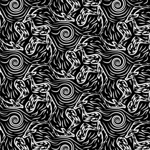 Reindeer Kaleidoscope- Black and White- Regular Scale