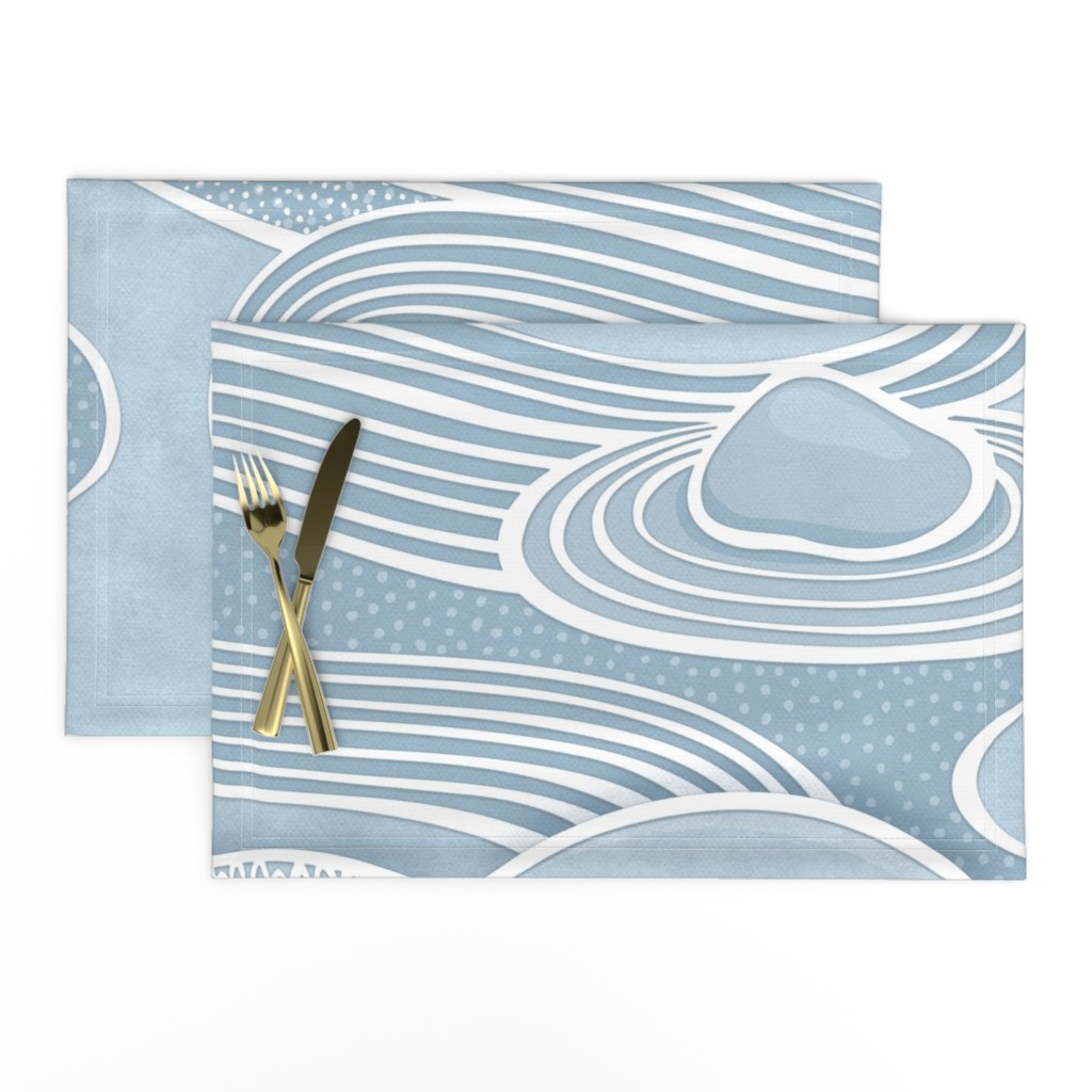 Zen Garden Blue Jumbo- Meditating at the Japanese Rock Garden-Mindful- Calm- Large Scale Wallpaper- Jumbo Scale- Home Decor