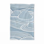 Zen Garden Blue Jumbo- Meditating at the Japanese Rock Garden-Mindful- Calm- Large Scale Wallpaper- Jumbo Scale- Home Decor