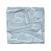 Zen Garden Blue Jumbo- Meditating at the Japanese Rock Garden-Mindful- Calm- Large Scale Wallpaper- Jumbo Scale- Home Decor