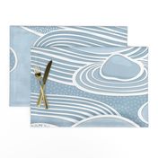 Zen Garden Blue Jumbo- Meditating at the Japanese Rock Garden-Mindful- Calm- Large Scale Wallpaper- Jumbo Scale- Home Decor