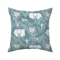 Safari Animals - antique teal/peach