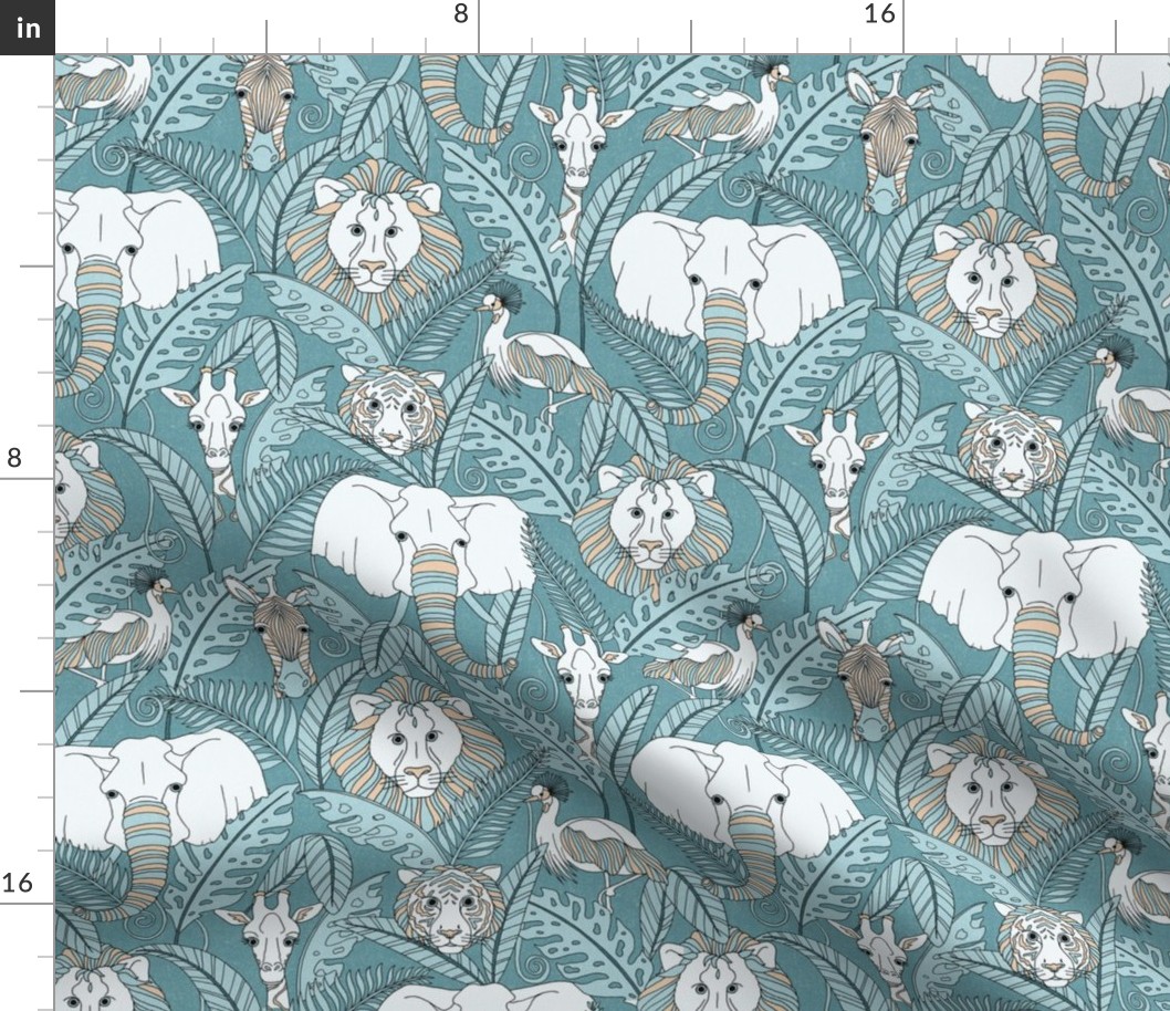 Safari Animals - antique teal/peach