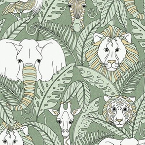 Safari Animals - earthy green/tan