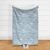 Zen Garden Blue Large- Meditating at the Japanese Rock Garden-Mindful- Calm- Large Scale Wallpaper- Jumbo Scale- Home Decor