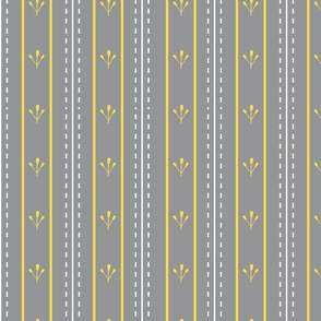 Chikankari Embroidery Stripes- Tepchi and Murri Stitch- Ultimate Gray Illuminating Yellow White- Regular Scale 