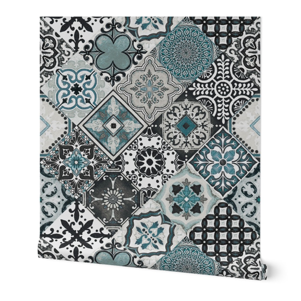 Talavera Tiles L Grey Mint Teal