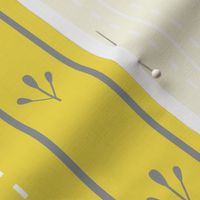Chikankari Embroidery Stripes- Tepchi and Murri Stitch- Illuminating Yellow Ultimate Gray White- Regular Scale 