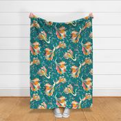 paisley peacocks // teal // large scale