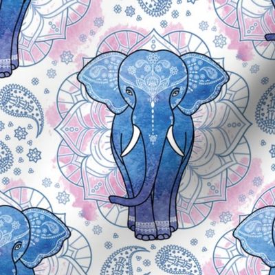 mandala indian elephant pink