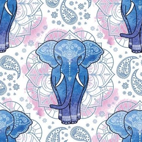 mandala indian elephant pink