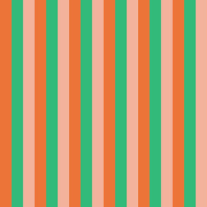 Roller Disco Stripes- Spring- Orange Sea Green Salmon- Regular Scale
