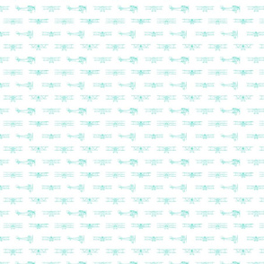 Antique Airplanes in Teal Blue with White Background (Mini Scale)