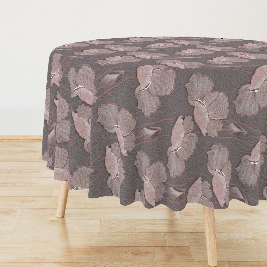 Art Deco Poppies BLUSH Horizontal