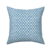 Block Print Pebble Beach in Azure Blue | Hand block printed pattern of beach pebbles in sea blue, beach fabric for totes, wraps and swimwear.