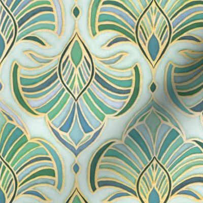 Jade Enamel Art Deco Fans - medium