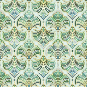 Jade Enamel Art Deco Fans - medium